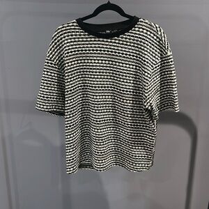 Zara Black and White Striped Top